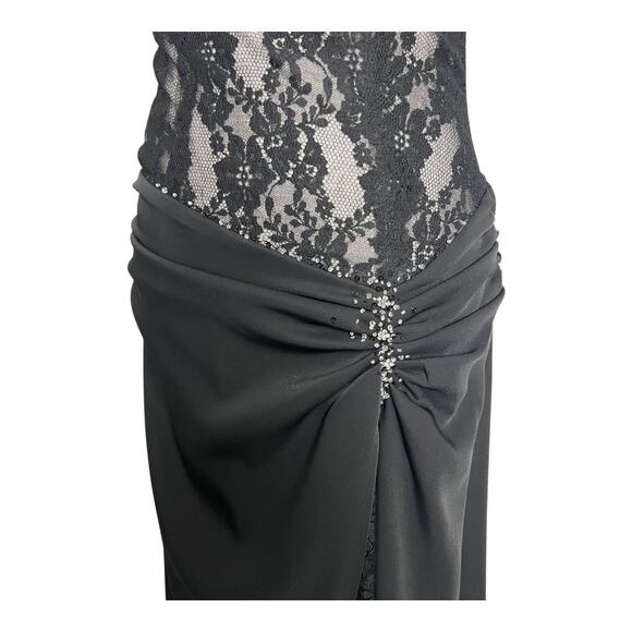 Saison Blanche Couture Black Sheer Lace Formal Dress Gown Black Tie S / M - Picture 6 of 12